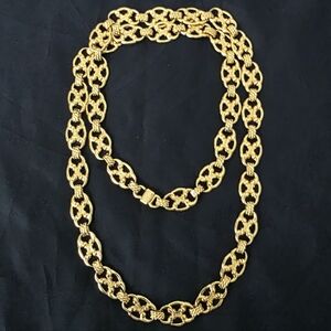 Auth CELINE TRIOMPHE Gold Chain Links Necklace